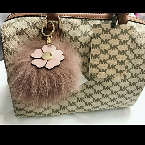 Michael Kors Pink Pom Pom Fur Ball Keychain Fob - Picture 6 of 6